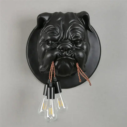 Black matte bulldog resin wall lamp living room sconce