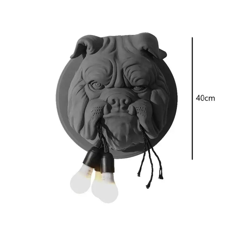 Black matte bulldog resin wall lamp living room sconce