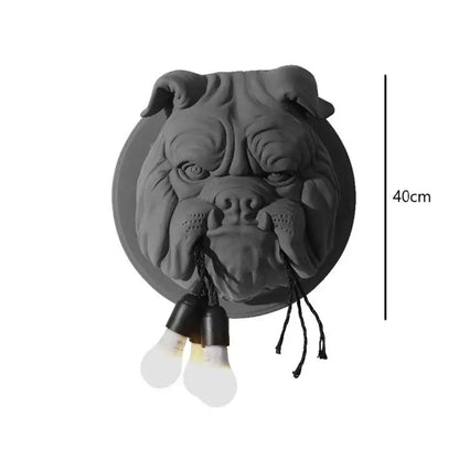 Black matte bulldog resin wall lamp living room sconce