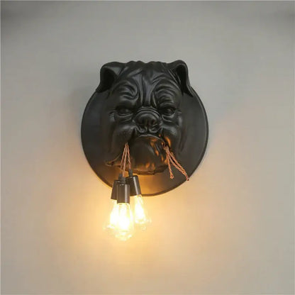 Black matte bulldog resin wall lamp living room sconce