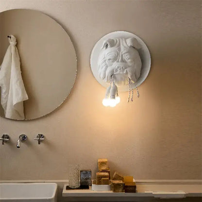 Black matte bulldog resin wall lamp living room sconce