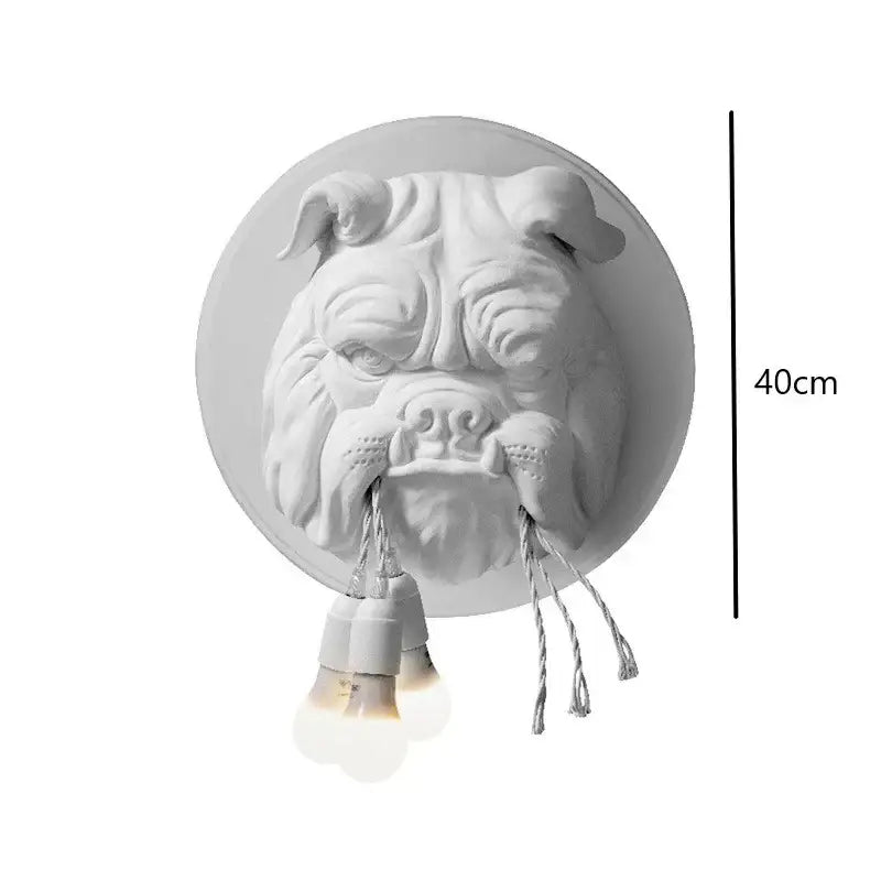 Black matte bulldog resin wall lamp living room sconce
