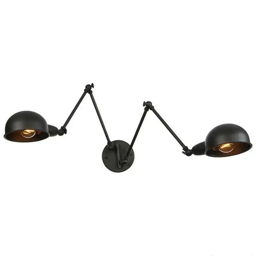 Black matte double swing arm wall sconce bedroom reading light