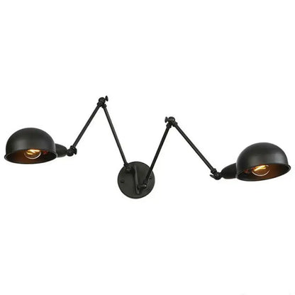 Black matte double swing arm wall sconce bedroom reading light