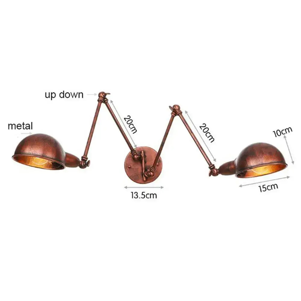 Black matte double swing arm wall sconce bedroom reading light