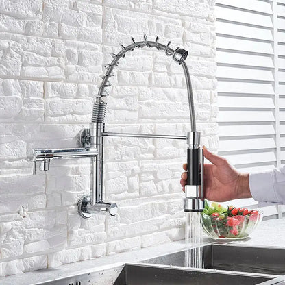 Black matte dual spout kitchen faucet with flexible hose