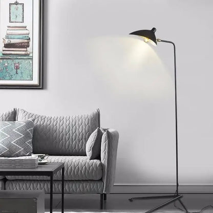 Black metal 3-arm floor lamp for living room with adjustable shades