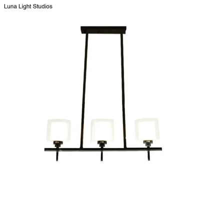 Black metal 3 light cylinder chandelier dining room 110v-120v lamp