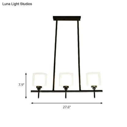 Black metal 3 light cylinder chandelier dining room 110v-120v lamp