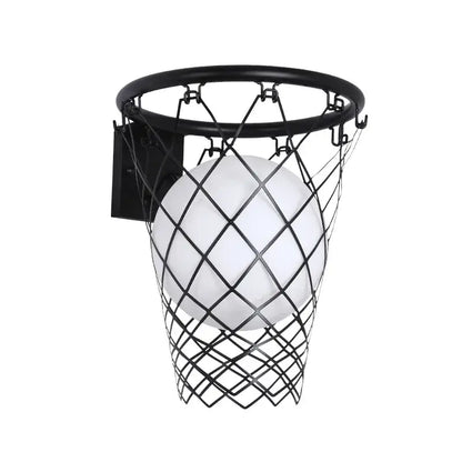 Black metal basketball wall lamp – bedroom creative hoop light