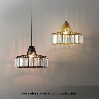 Black metal crystal kitchen pendant lamp with clear prisms