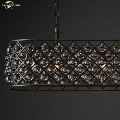 Black metal glass drop chandelier pendant lights for dining room