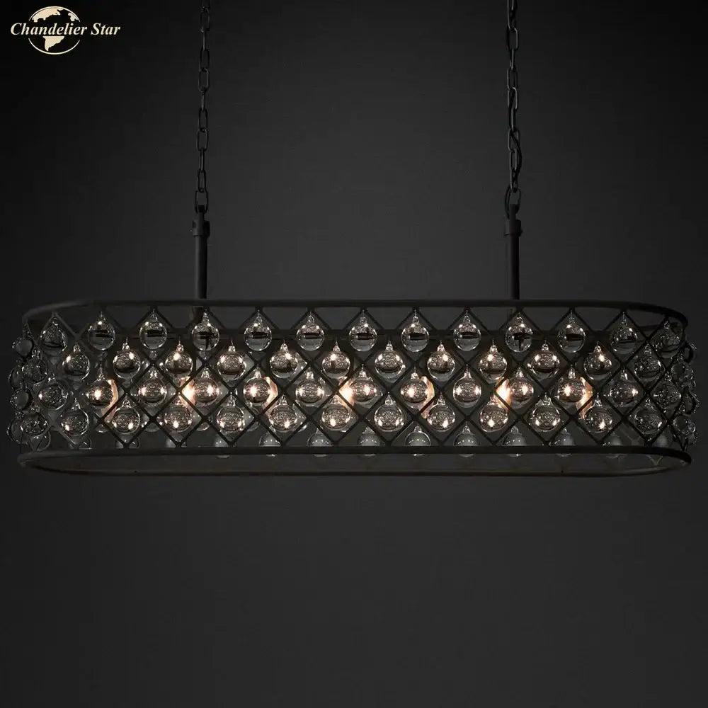 Black metal glass drop chandelier pendant lights for dining room