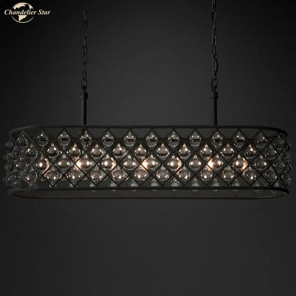 Black metal glass drop chandelier pendant lights for dining room