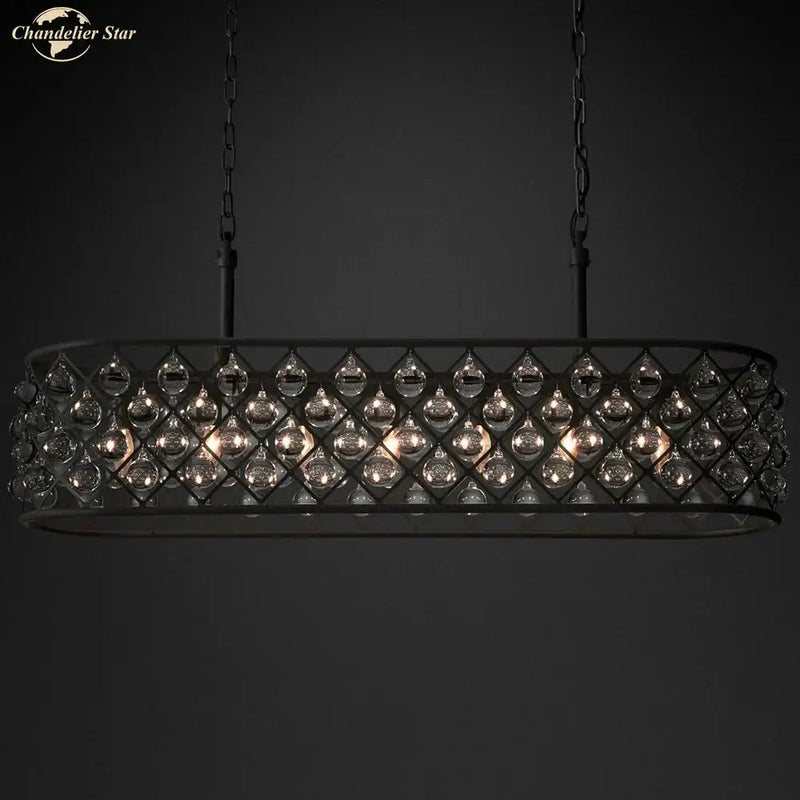Black metal glass drop chandelier pendant lights for dining room