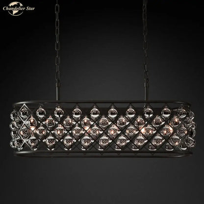 Black metal glass drop chandelier pendant lights for dining room