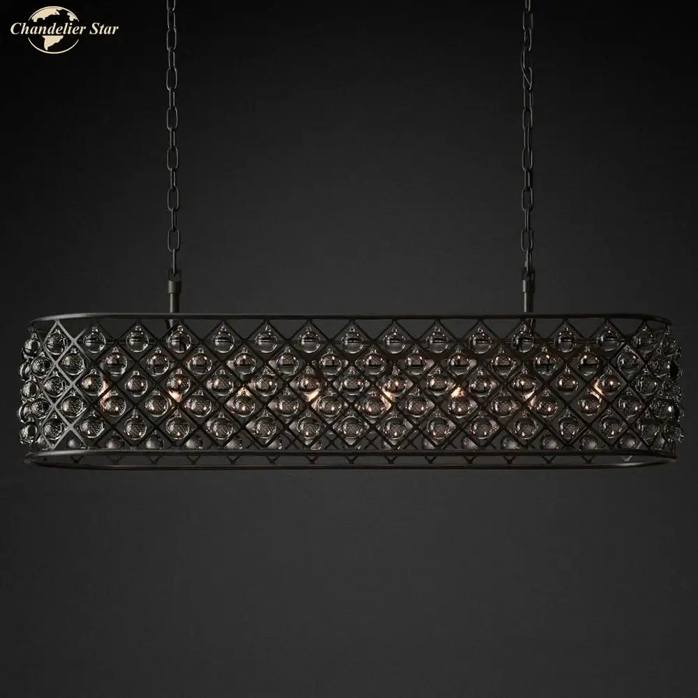 Black metal glass drop chandelier pendant lights for dining room