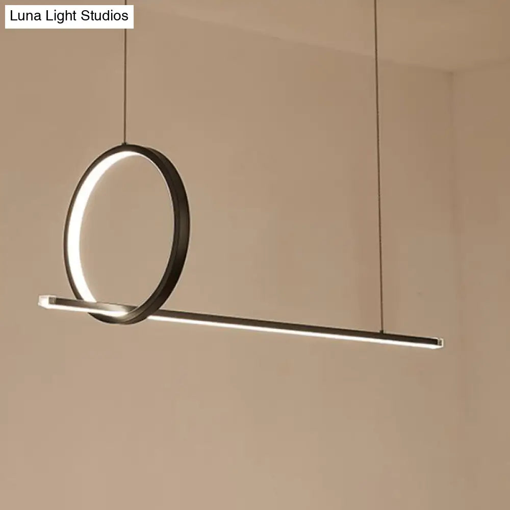 DecorBites™ Black Metal LED Linear Pendant and Ring Island Light for Kitchen Ceiling