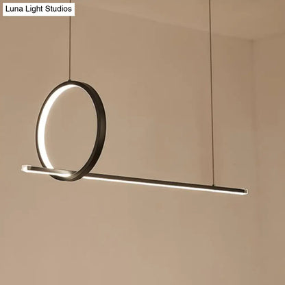 DecorBites™ Black Metal LED Linear Pendant and Ring Island Light for Kitchen Ceiling