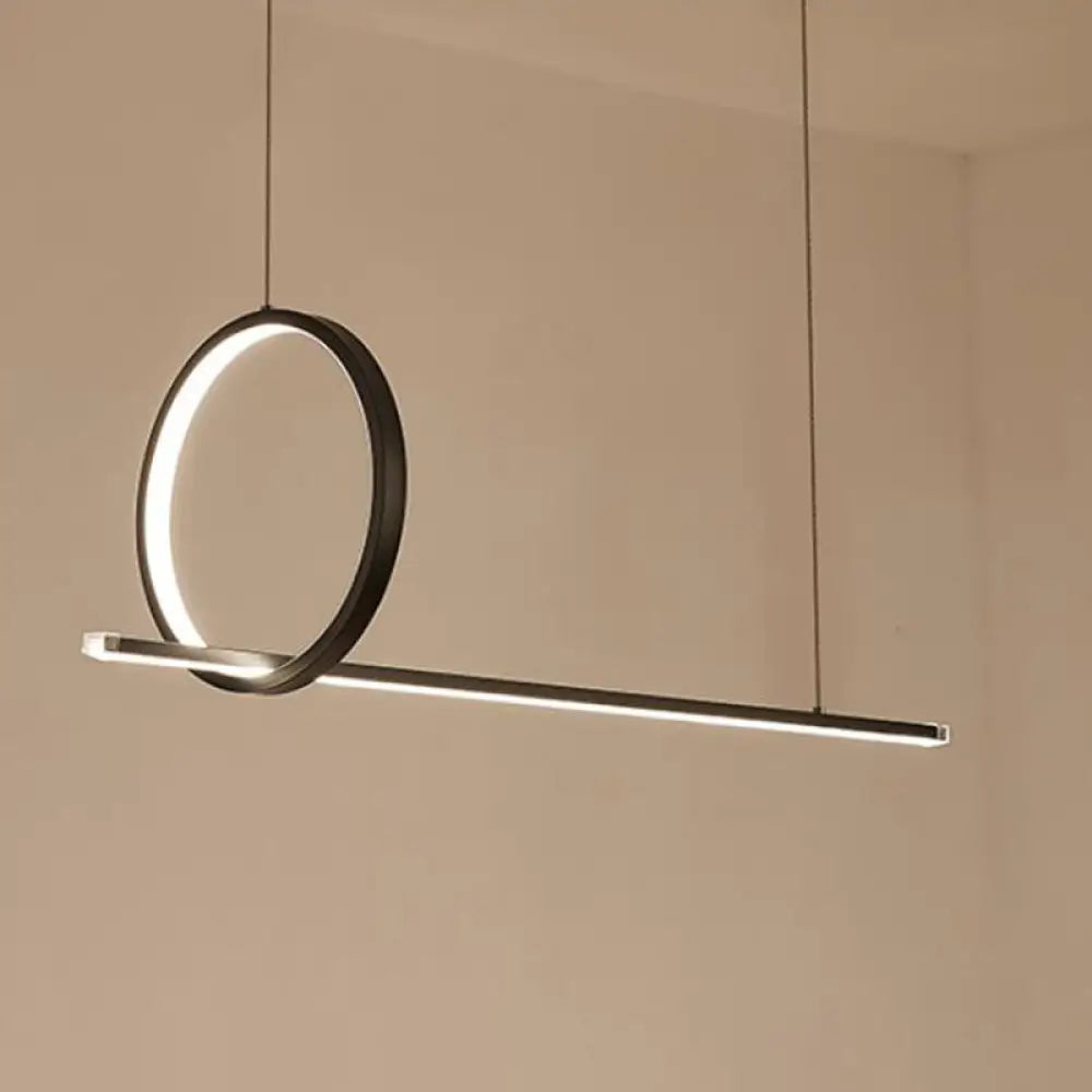 DecorBites™ Black Metal LED Linear Pendant and Ring Island Light for Kitchen Ceiling