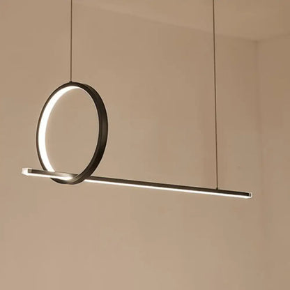 DecorBites™ Black Metal LED Linear Pendant and Ring Island Light for Kitchen Ceiling