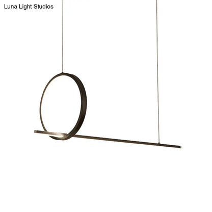 DecorBites™ Black Metal LED Linear Pendant and Ring Island Light for Kitchen Ceiling