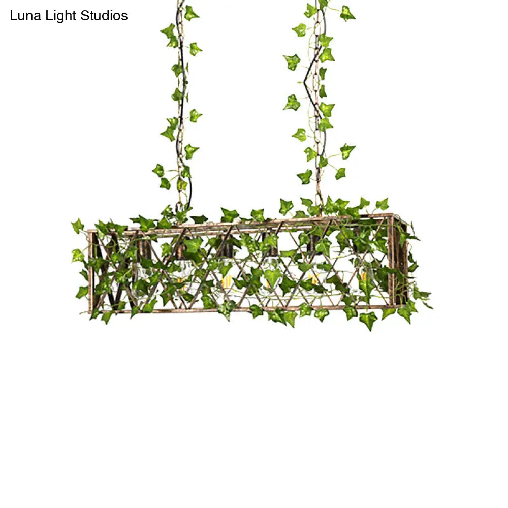 DecorBites™ Black Metal Pendant Light Fixture for Wine Bar - 4/6-Bulb Cuboid Plant Island Lamp