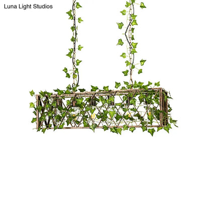 DecorBites™ Black Metal Pendant Light Fixture for Wine Bar - 4/6-Bulb Cuboid Plant Island Lamp
