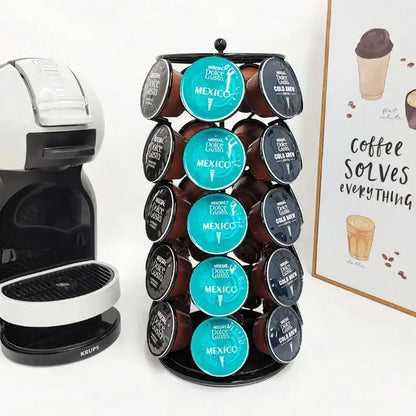 Black metal rotating dolce gusto storage rack kitchen capsule holder