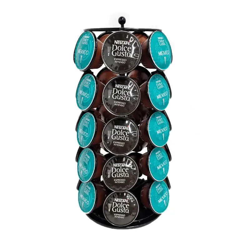 Black metal rotating dolce gusto storage rack kitchen capsule holder