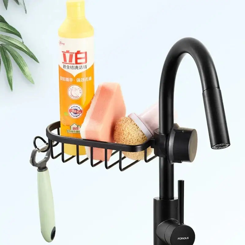 Black metal two tier adjustable shower caddy bathroom organizer
