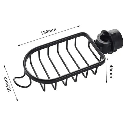 Black metal two tier adjustable shower caddy bathroom organizer