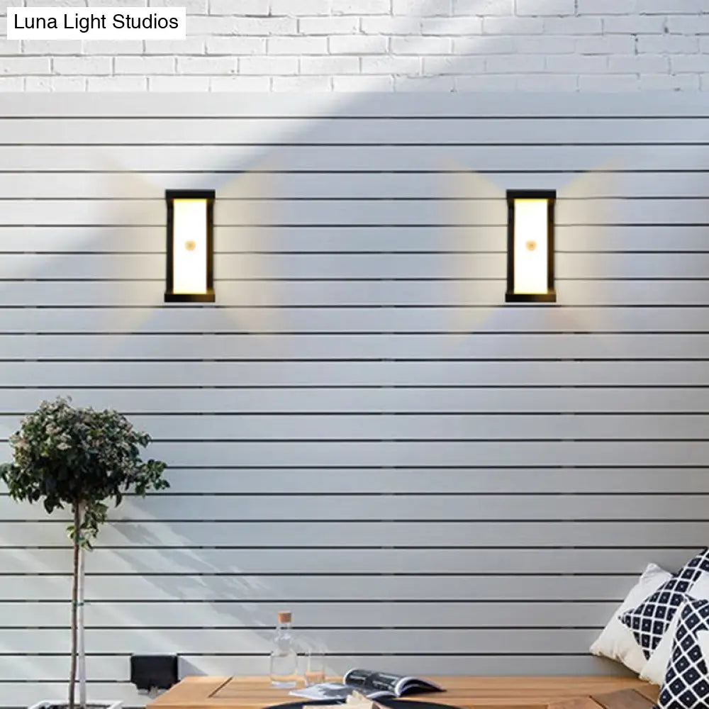 DecorBites™ Black Modern Outdoor LED Wall Lamp with Rectangular Acrylic Shade
