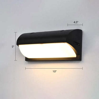 DecorBites™ Black Modern Outdoor LED Wall Lamp with Rectangular Acrylic Shade