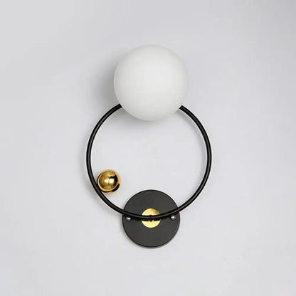 DecorBites™ Black Modernist Wall Sconce Light with Opal Glass Shade