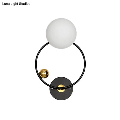 DecorBites™ Black Modernist Wall Sconce Light with Opal Glass Shade