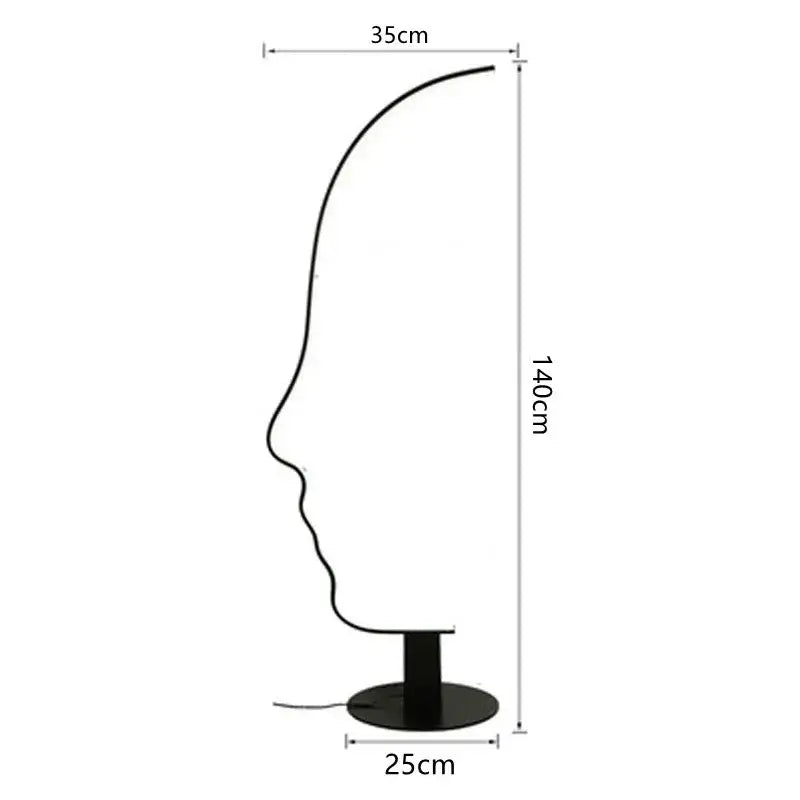 Black nordic human face floor lamp for living room