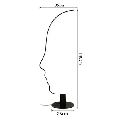 Black nordic human face floor lamp for living room