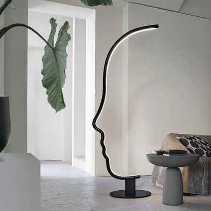 Black nordic human face floor lamp for living room