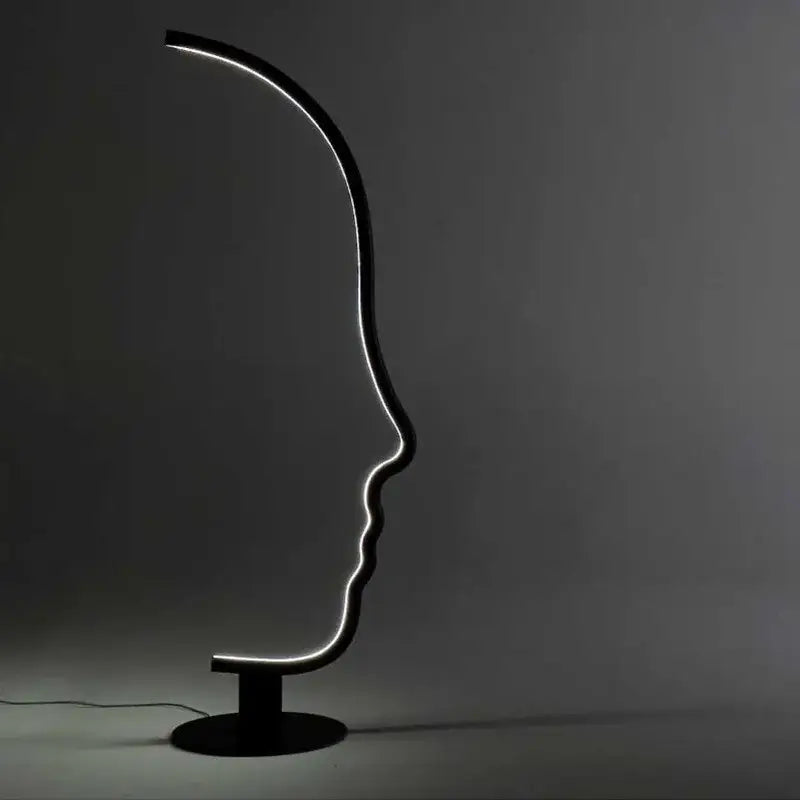Black nordic human face floor lamp for living room