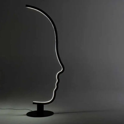 Black nordic human face floor lamp for living room