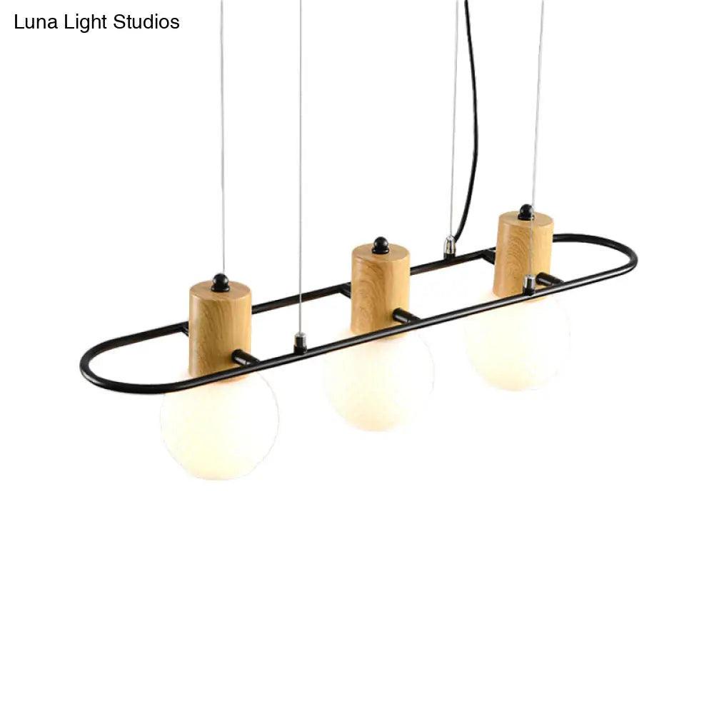 DecorBites™ Black Orb Island Pendant Light – Modern 3/4-Light Frosted Glass Hanging Lamp Kit with Rectangle Ring
