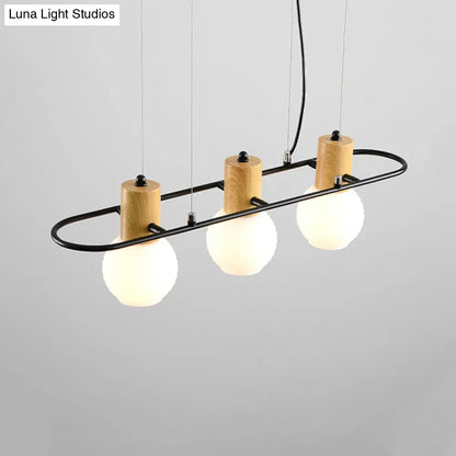 DecorBites™ Black Orb Island Pendant Light – Modern 3/4-Light Frosted Glass Hanging Lamp Kit with Rectangle Ring