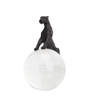 Black panther crystal ball metal animal sculpture living room decor
