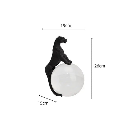 Black panther crystal ball metal animal sculpture living room decor