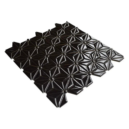 Black Pearl Glossy Triangle Colore Look Ceramic Mosaics 12x12