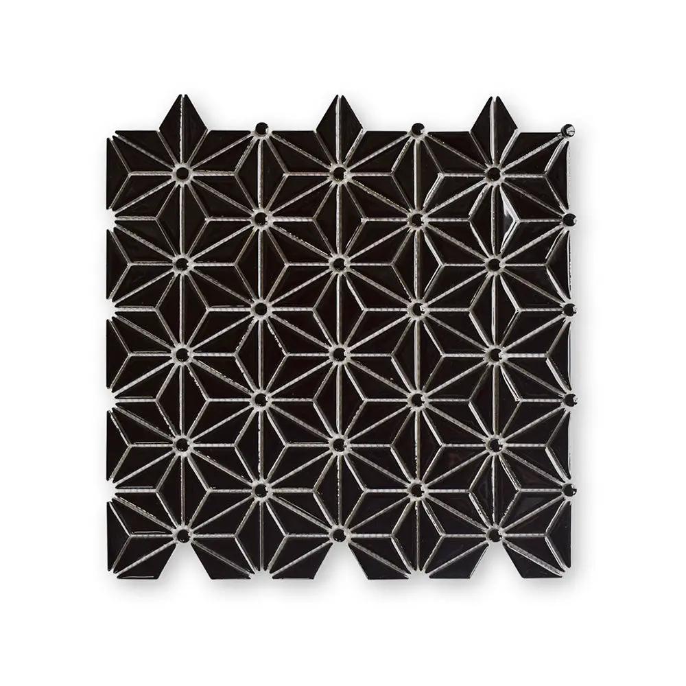 Black Pearl Glossy Triangle Colore Look Ceramic Mosaics 12x12