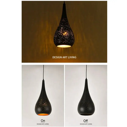 Black perforated iron hollow droplight dining room pendant light