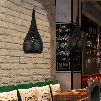 Black perforated iron hollow droplight dining room pendant light