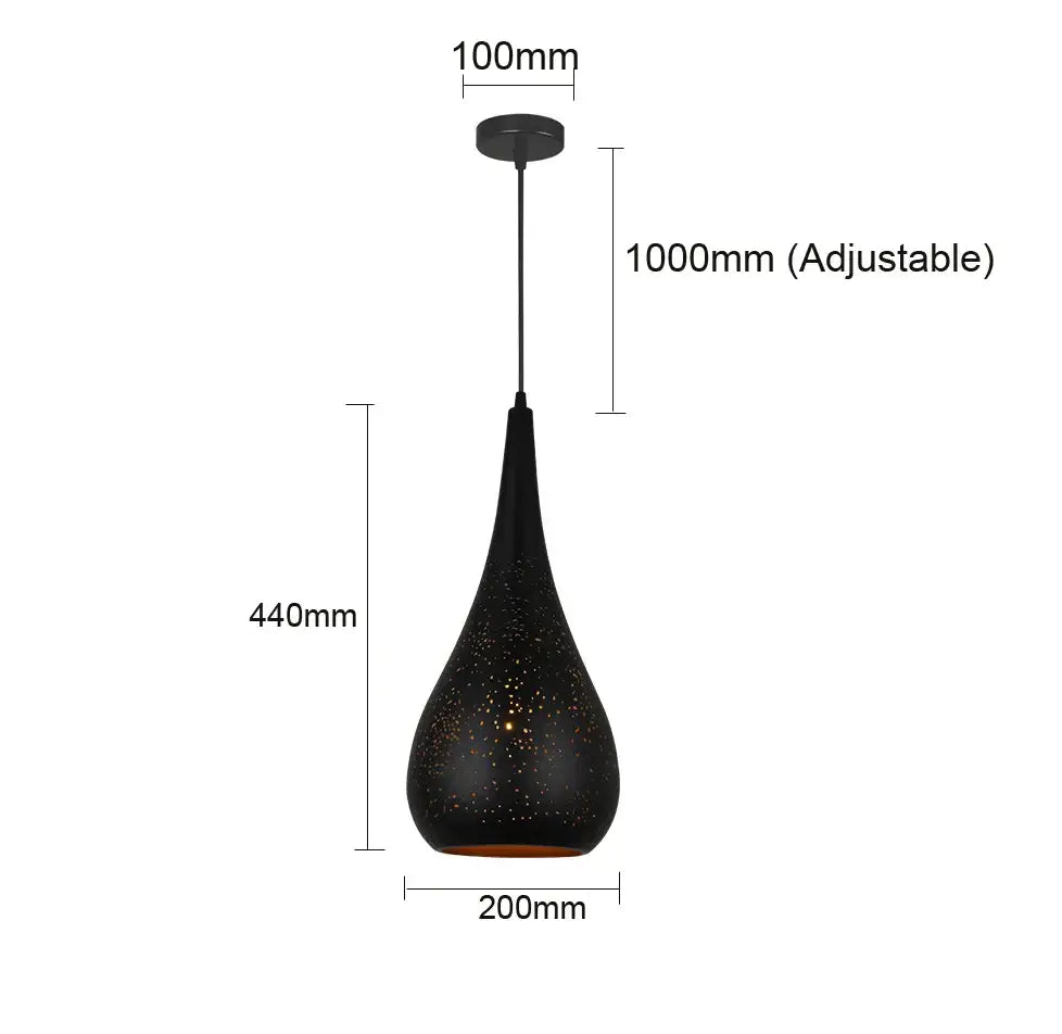 Black perforated iron hollow droplight dining room pendant light